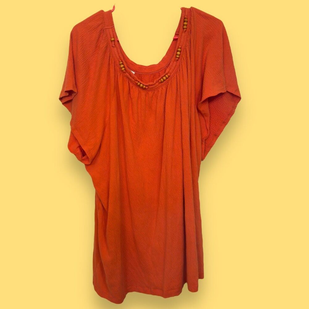 Plus Size Just My Size JMS Blouse Beaded Loose Sleeves Top Burnt Orange Size 4X